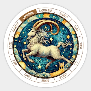 ZODIAC Capricorn - Astrological CAPRICORN - CAPRICORN - ZODIAC sign - Van Gogh style - 10 Sticker